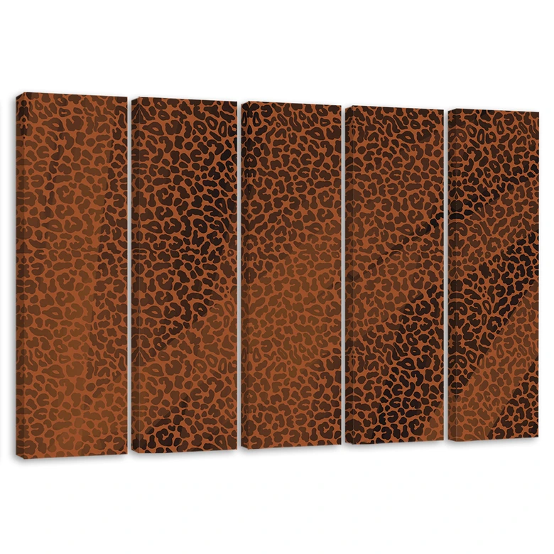 Leinwandbild 5 teilig, Leopard Leopard Pelfpatches Muster 