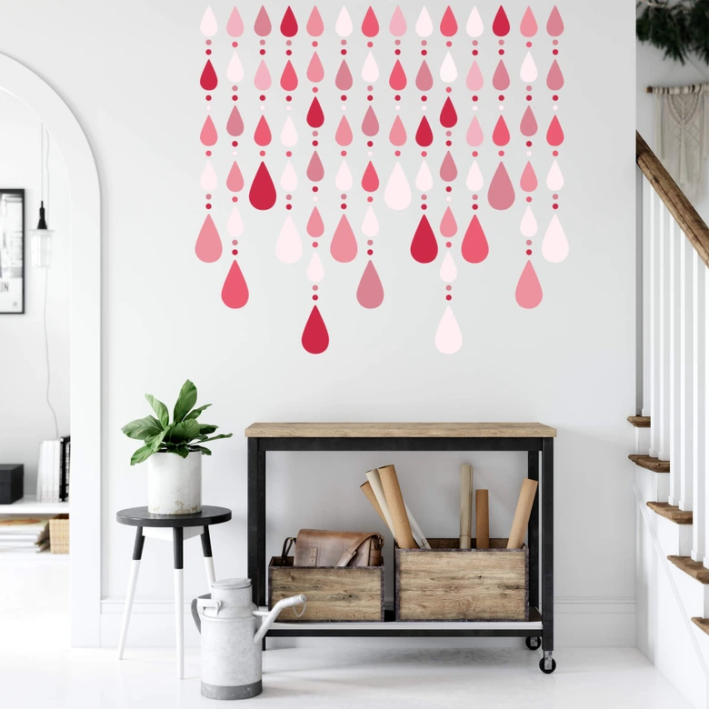 Wandtattoo Kristall Vorhang rot 