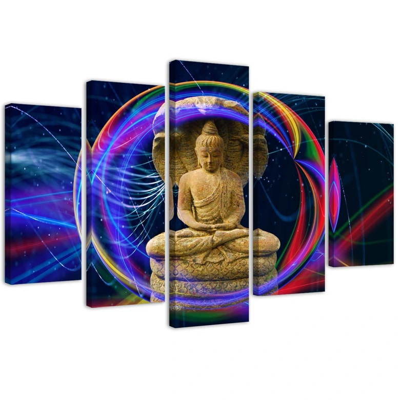 Canvas print 5 stuks, Boeddha Colourful Oriënt 