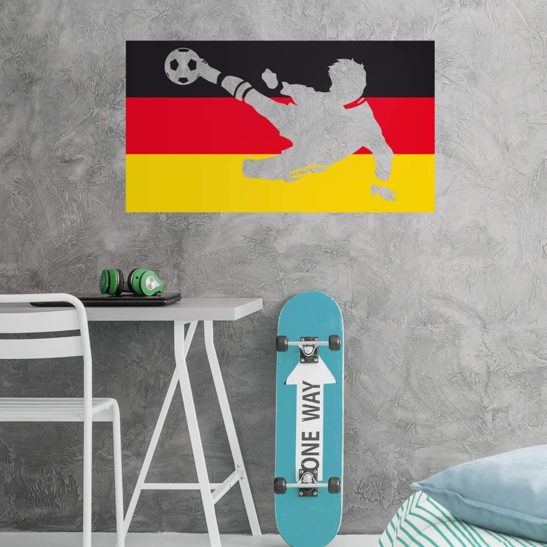 Wandtattoo Deutschland-Fahne mit Fußballer 