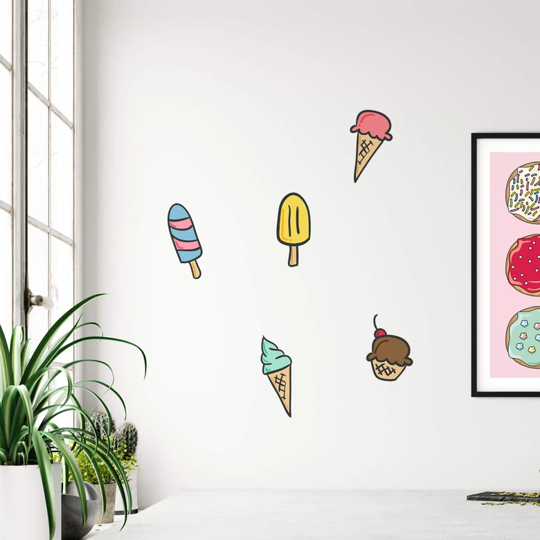 Muursticker set ijsjes 