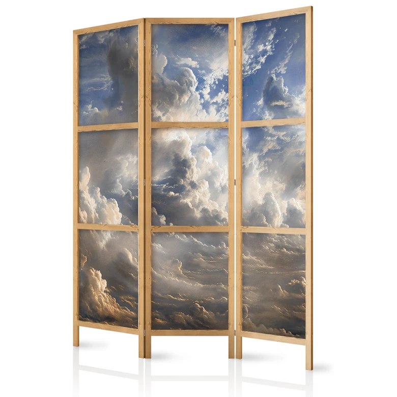 Japanischer Paravent, Raumteiler freistehend, Trennwand - Golden Reflections on Clouds Foretelling Dusk 