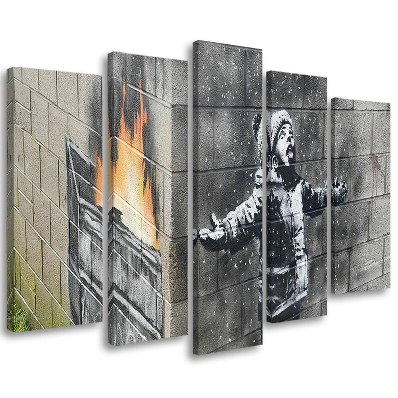 5-delige canvasprint, Banksy Smog Boy Street 
