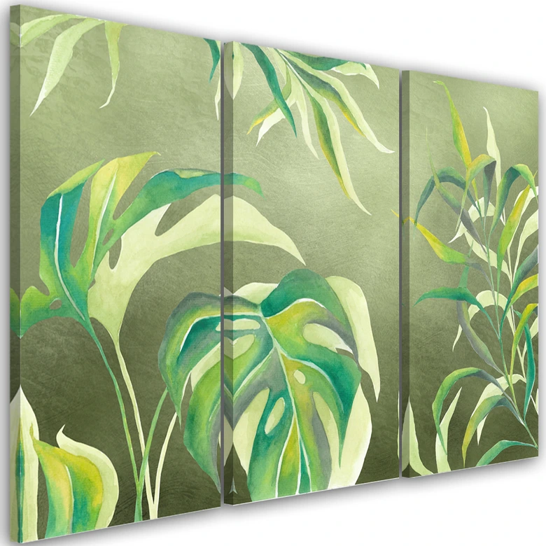 Leinwandbild 3 teilig, Monster's Blätter 