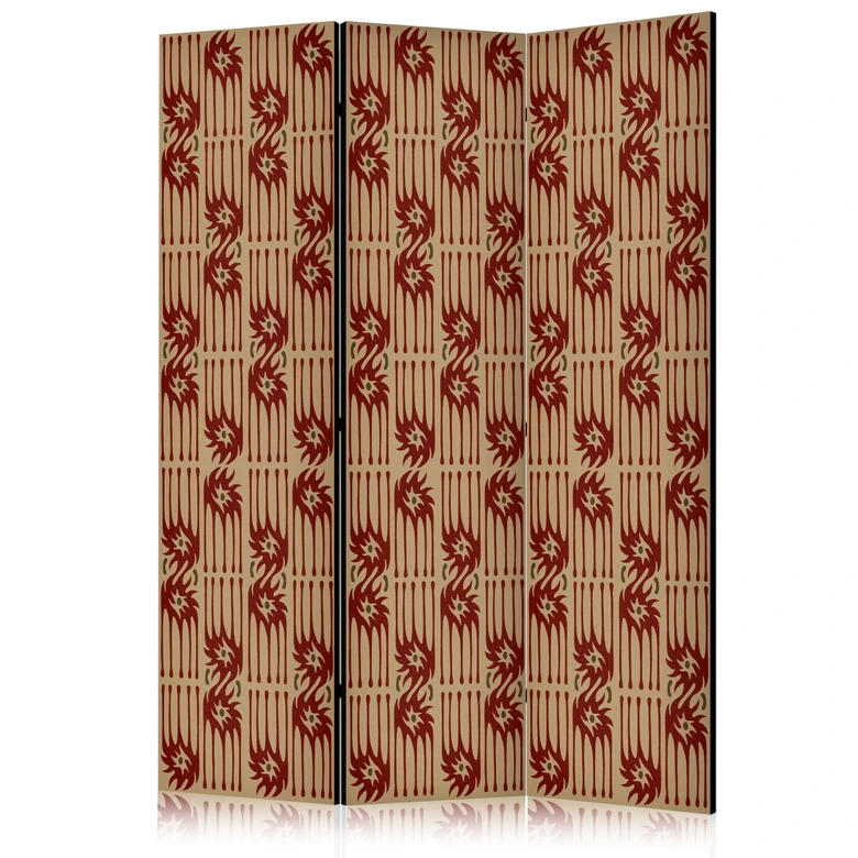 Paravent, Raumteiler freistehend, Trennwand - Predatory Features - Red Abstract Shapes Inspired by  