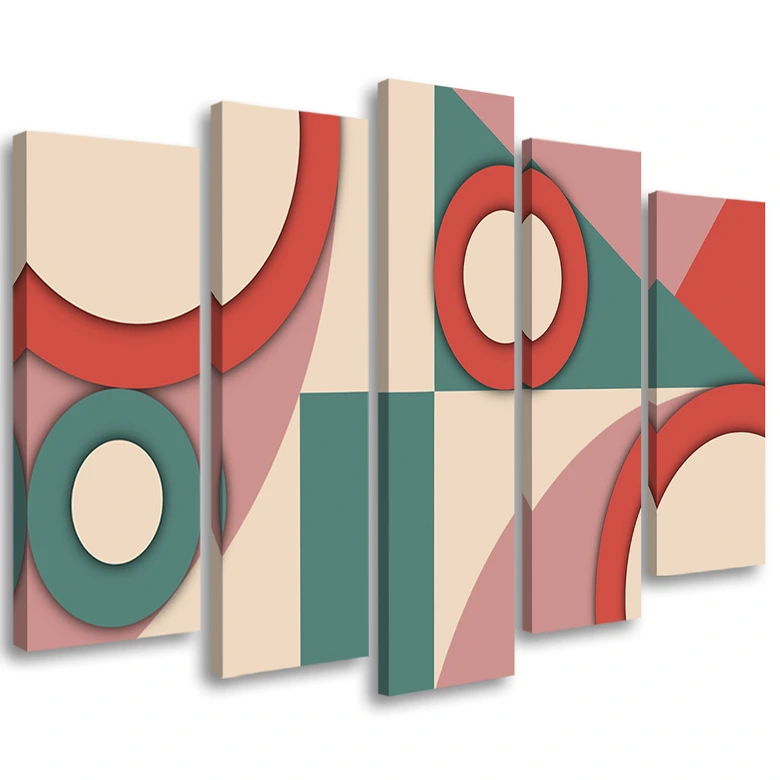 Leinwandbild 5 teilig, Geometrische Abstraktionsformen 