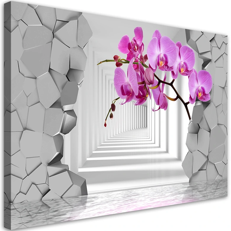Canvasbillede, Orkidé abstrakt 3D 