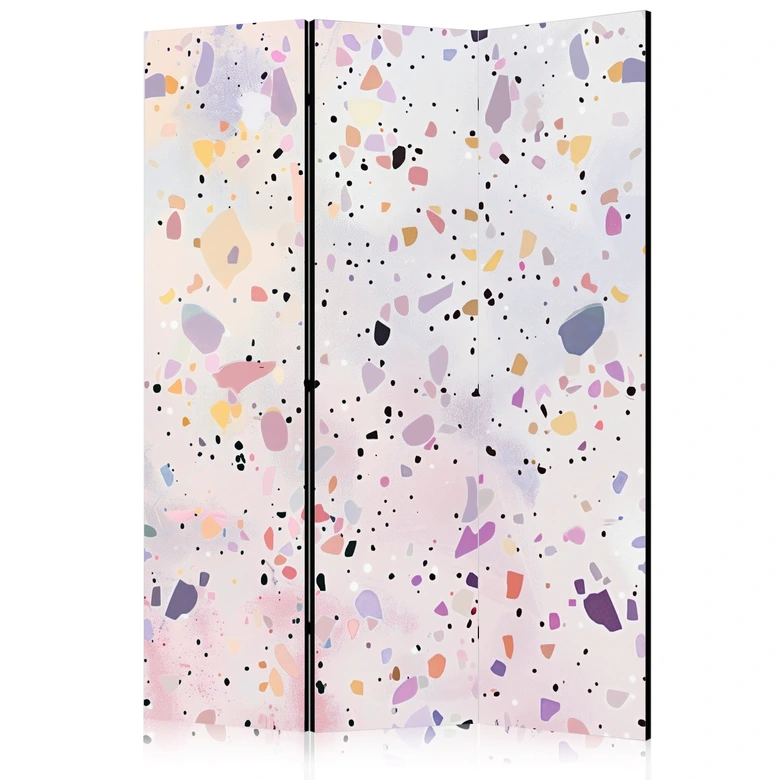 Paravent, Raumteiler freistehend, Trennwand - Terrazzo in Confetti Style - Violet-Pink - Colorful Pattern 