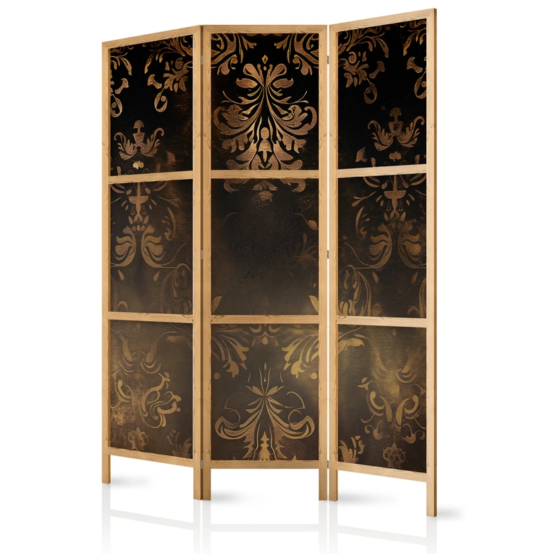 Japanischer Paravent, Raumteiler freistehend, Trennwand - Floral Ornaments: Sepia and Brown 