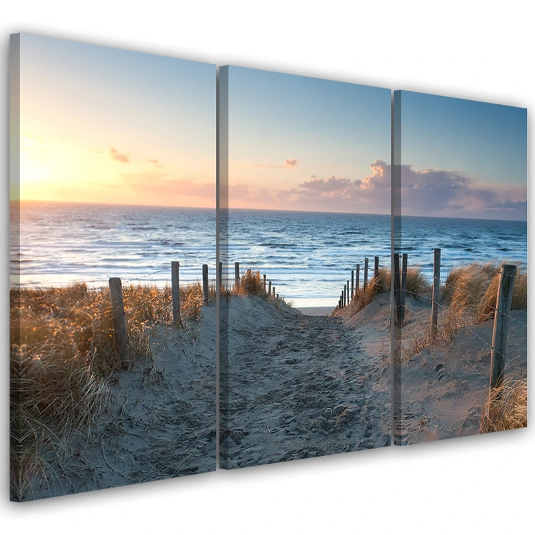 Leinwandbild 3-teilig, Sonnenuntergang an der Ostsee 