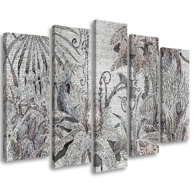 Leinwandbild 5 teilig, Mosaik -Dschungel 