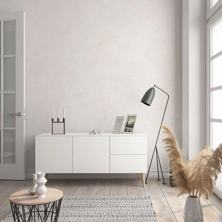 Vliestapete in moderner, feiner Struktur beige Uni 