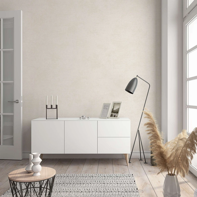 Vliestapete in moderner, feiner Struktur beige Uni 