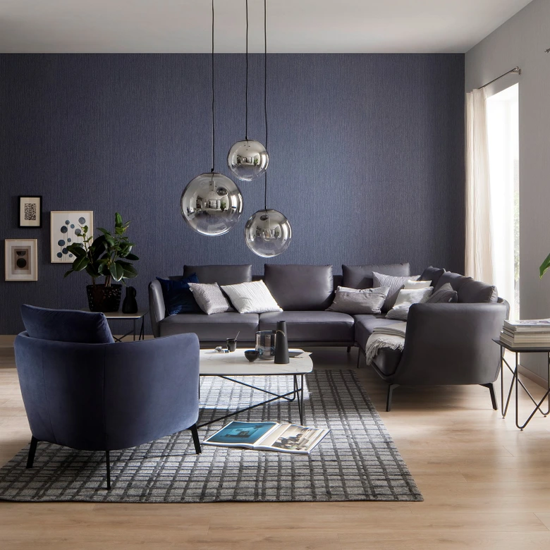 Papier peint intissé SCHÖNER-WOHNEN, papier peint texturé bleu 