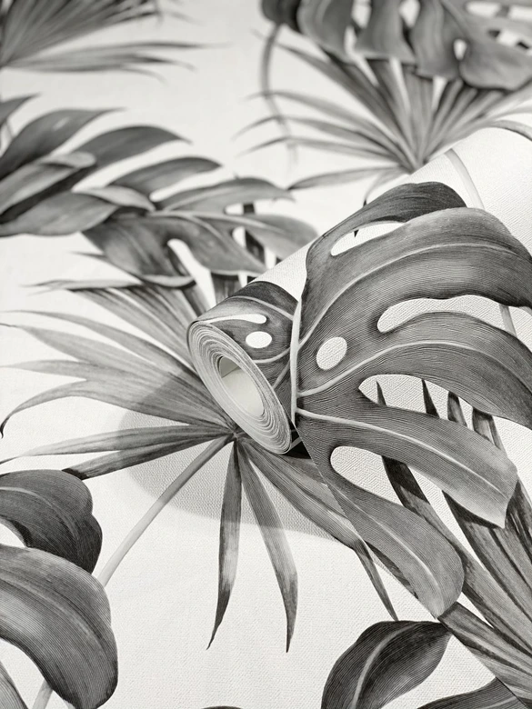 Papier peint intissé SCHÖNER-WOHNEN, papier peint fleuri blanc, gris 