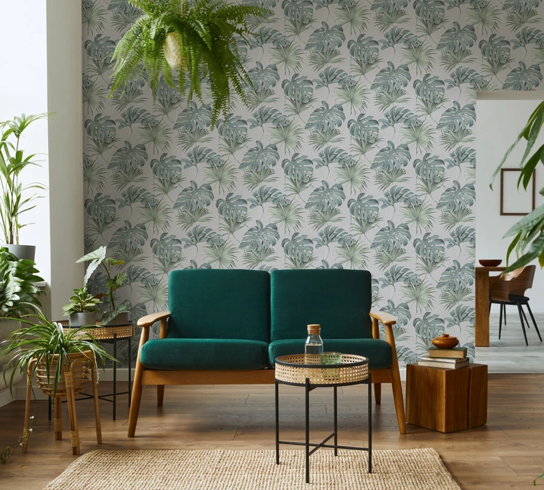 Papier peint intissé SCHÖNER-WOHNEN, papier peint fleurs gris, vert 