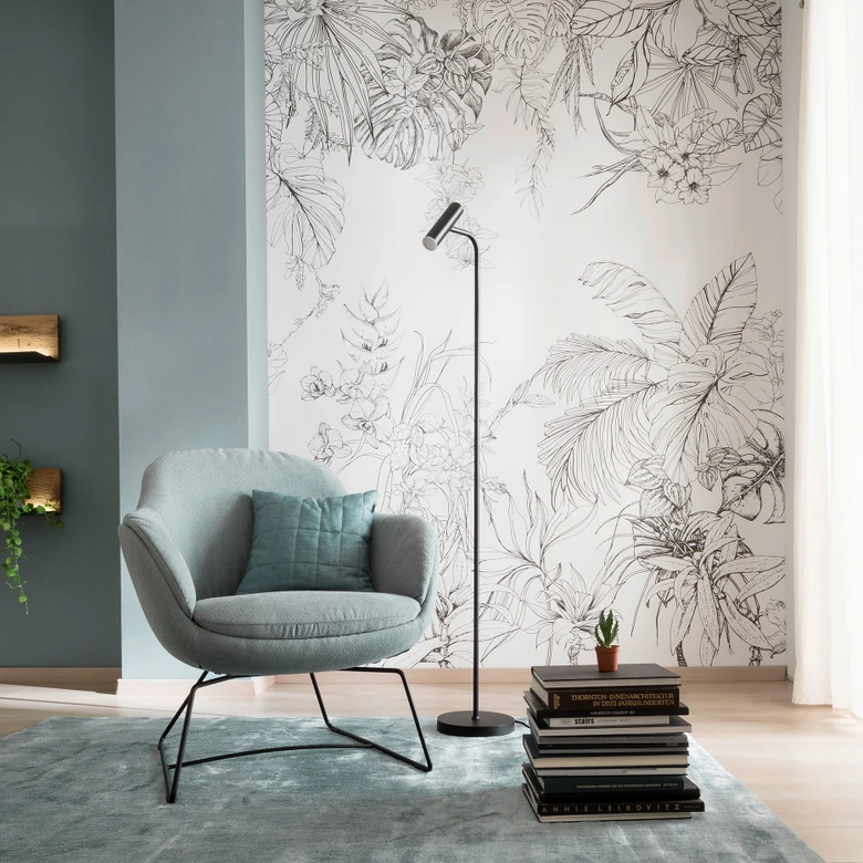 Papier peint floral noir Papier peint photo pour salon chambre 2.70 x 2.12 cm 