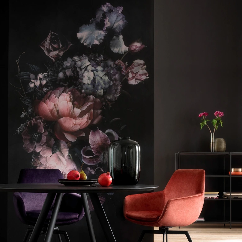 Papier peint fleurs noires Papier peint photo pour salon chambre 2,70 x 1,59 cm 