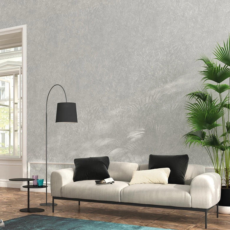 Vliestapete in Wischtechnik-look grau, pearl Struktur 