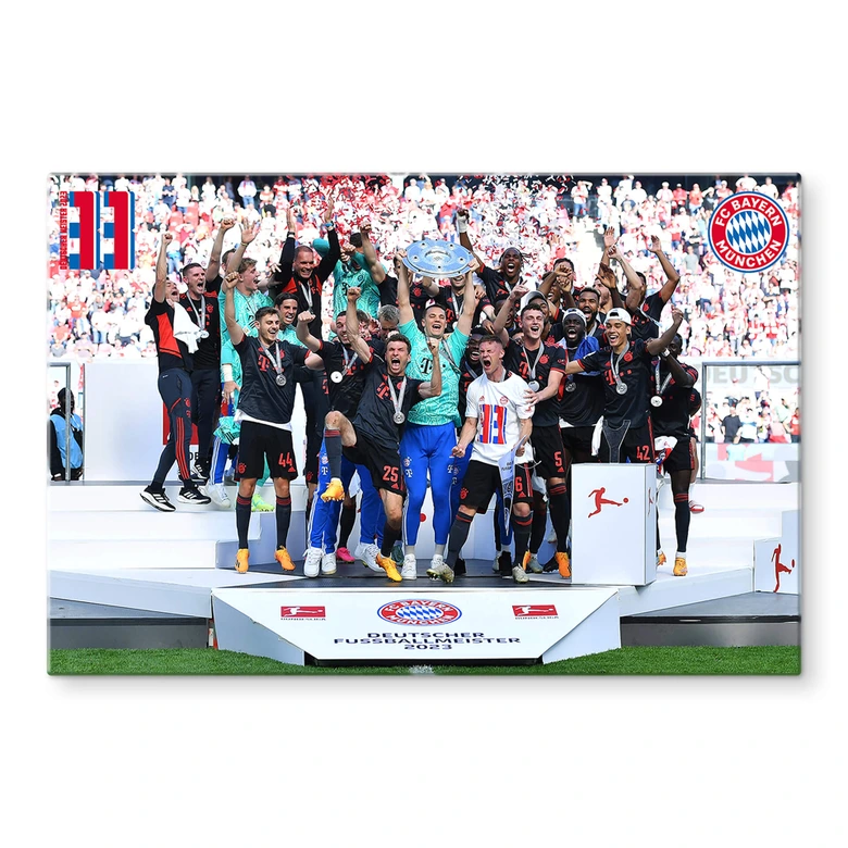 Glasbild FC Bayern Deutscher Meister 2023 - 60x40 cm 