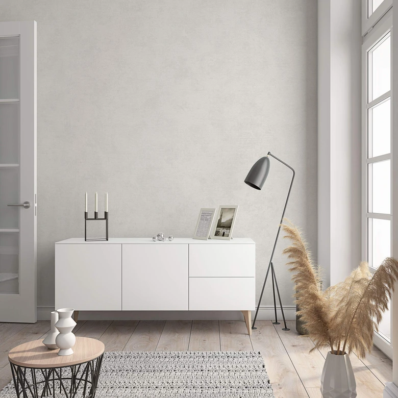 Papier peint intissé d'aspect et de texture monochrome moderne, beige uni 