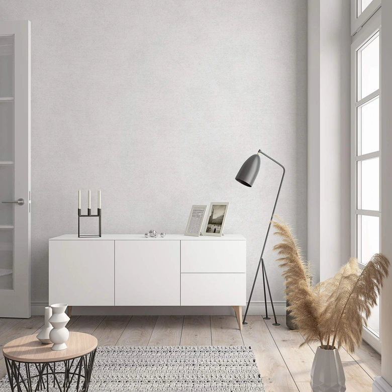 Papier peint intissé d'aspect et de texture monochrome moderne, beige uni 