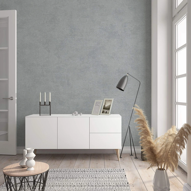 Papier peint intissé d'aspect et de texture monochrome moderne en gris uni 