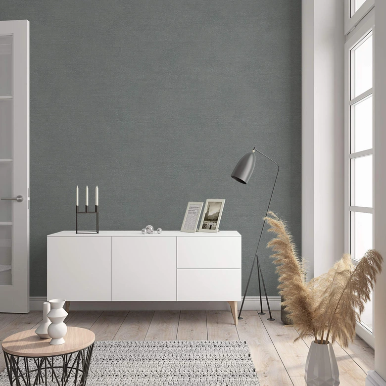 Papier peint intissé d'aspect et de texture monochrome moderne en gris uni 