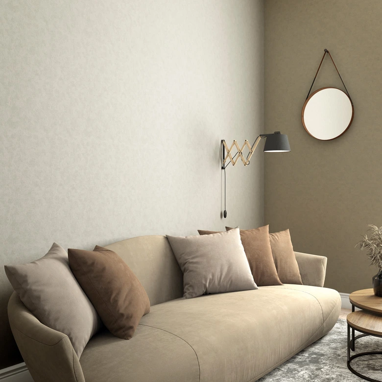 Papier peint intissé d'aspect et de texture monochromes modernes, uni gris, beige 