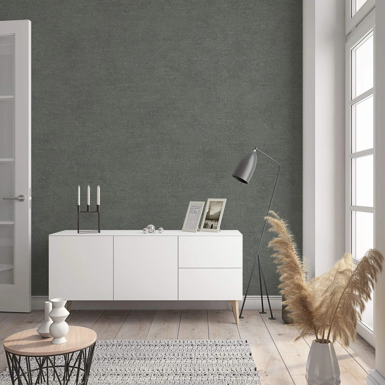 Papier peint intissé d'aspect et de texture monochrome moderne en gris uni 