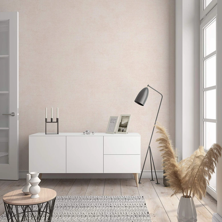 Papier peint intissé d'aspect et de texture monochromes modernes, uni beige 