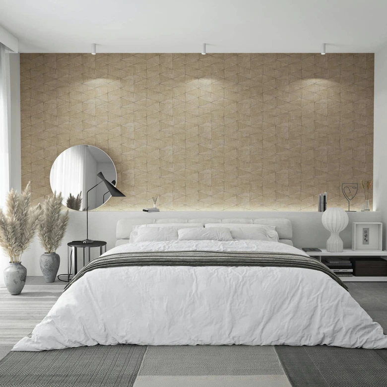 Vliestapete mit geometrischem Muster, Dreiecken braun, beige Grafisch 