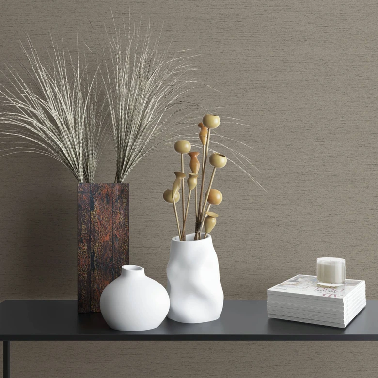 Vliestapete in leicht melierte Optik als Uni braun Struktur 