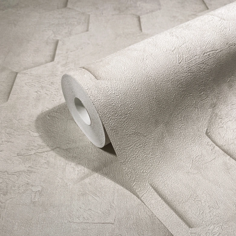 Vliestapete mit 3D-Optik im Wabenmuster beige Grafisch  