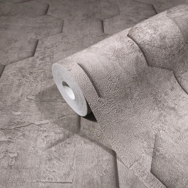 Vliestapete mit 3D-Optik im Wabenmuster braun Grafisch  