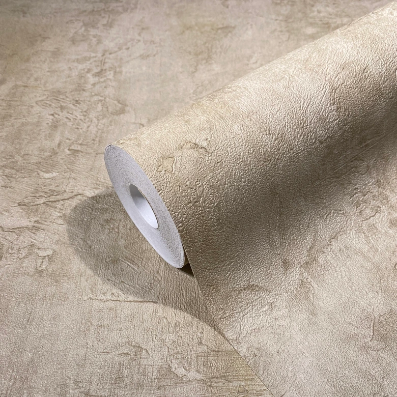 Carta da parati in tessuto non tessuto effetto cemento, tinta unita marrone Texture  