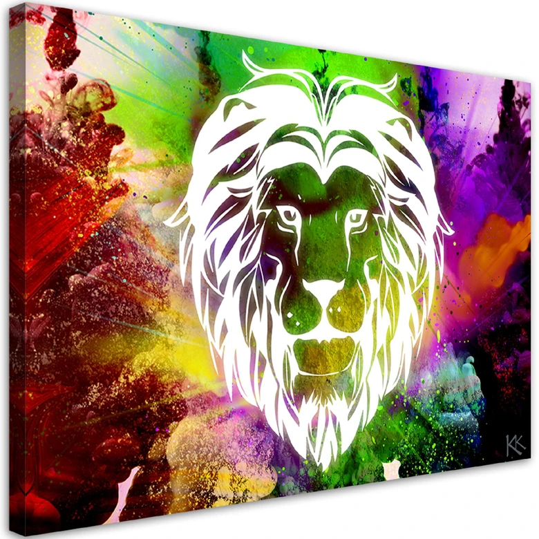Leinwandbild, Bunte Löwe Abstraktion 