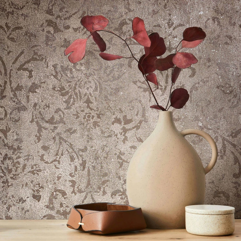 papier peint intissé marron ornemental pour salon chambre papier peint marburg 