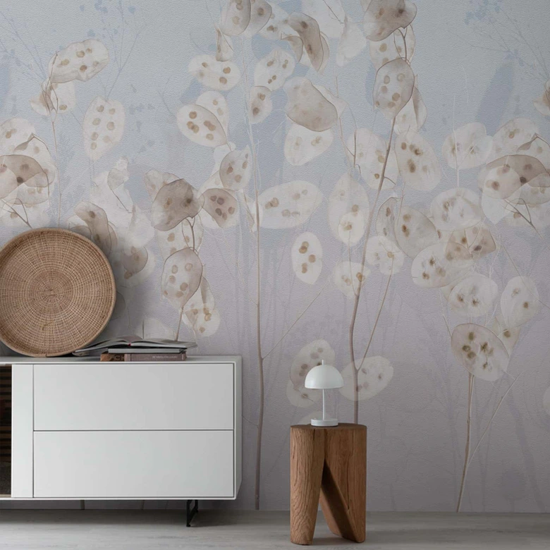 Fototapete Blumen, Blätter Floral Natur, Modern in Blau 