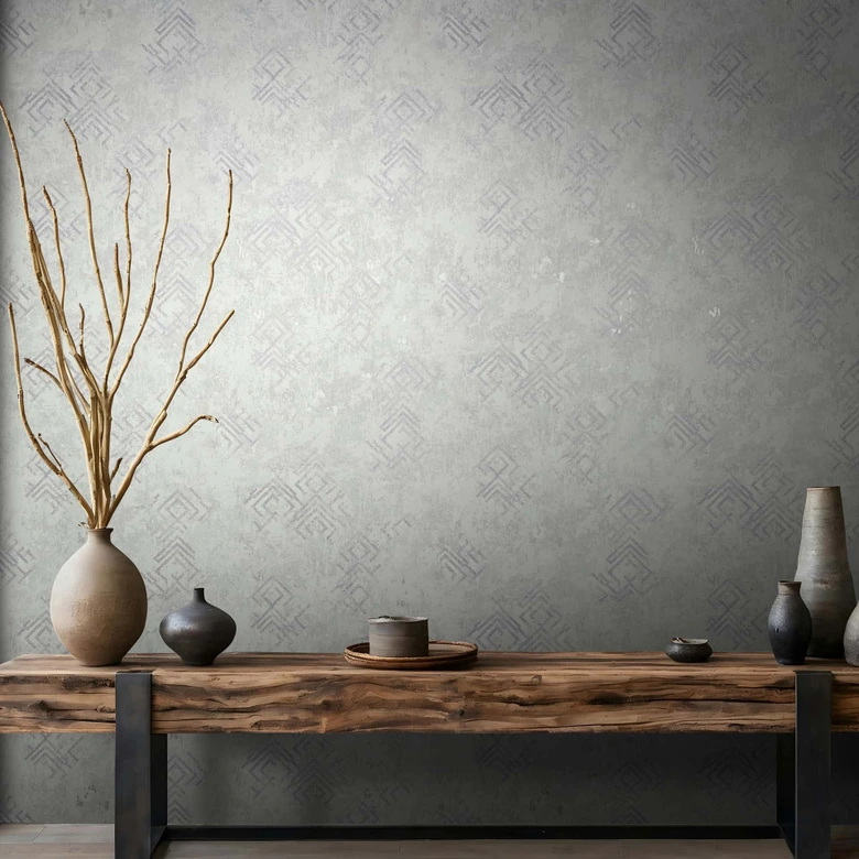 Papel pintado no tejido aspecto hormigón gráfico moderno en gris 