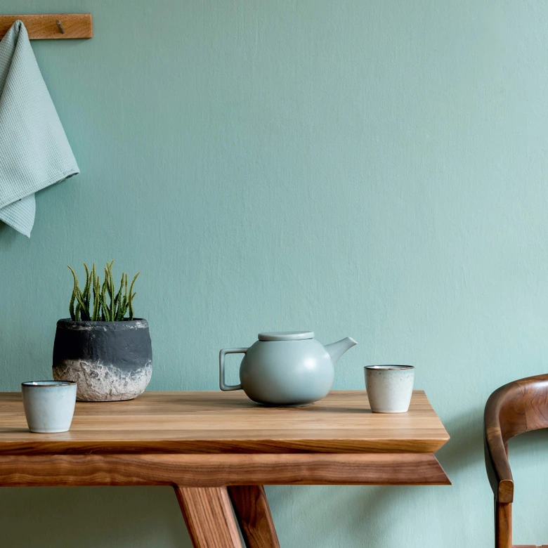 Vliestapete mit einfarbiger Struktur türkis Uni 