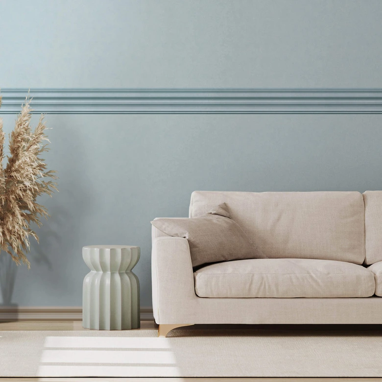 Bordüre in Blau mit Streifen für Wohnzimmer, Schlafzimmer 5,00 x 0,177 m 