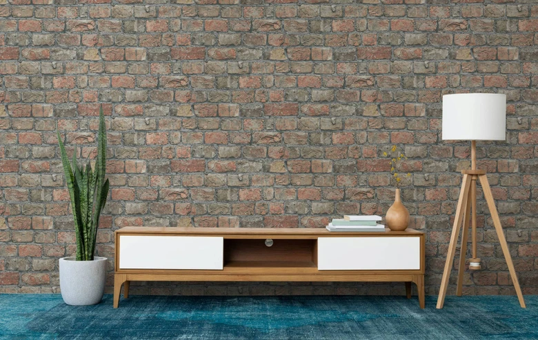 vliesbehang rood grijs steen optiek voor woonkamer keuken kantoor marburg behang 