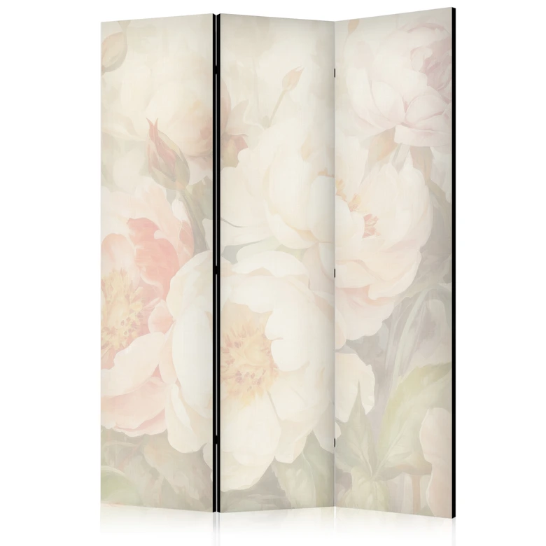 Paravent, Raumteiler freistehend, Trennwand - Blooming Peonies in Mist 