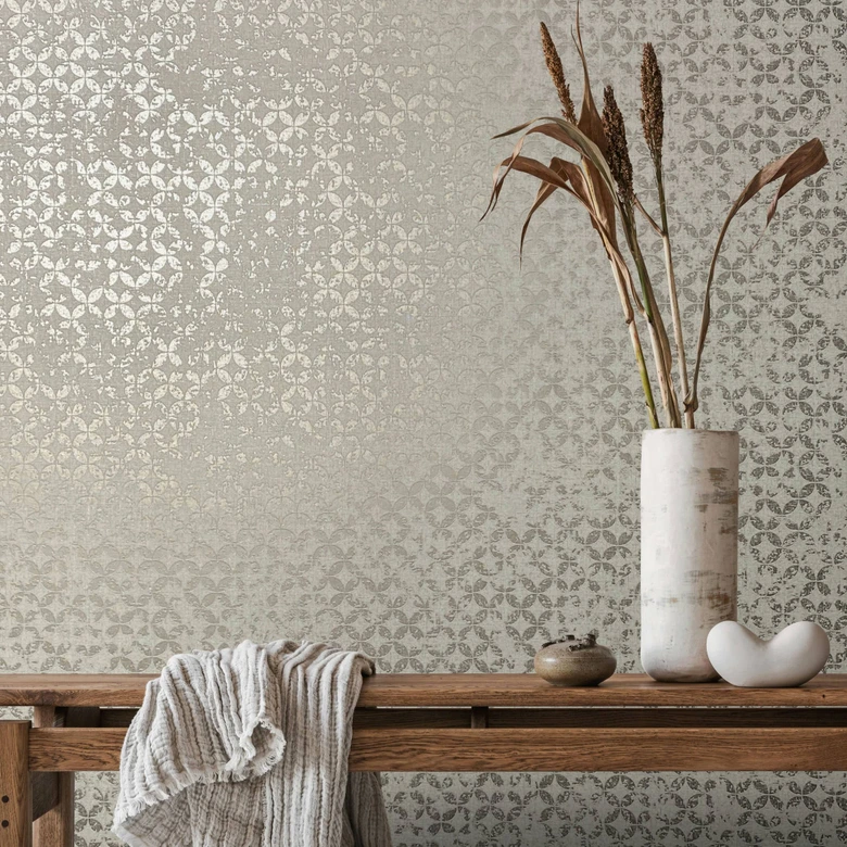 Vliestapete in Sterne ornamentaler Stil grau Grafisch 