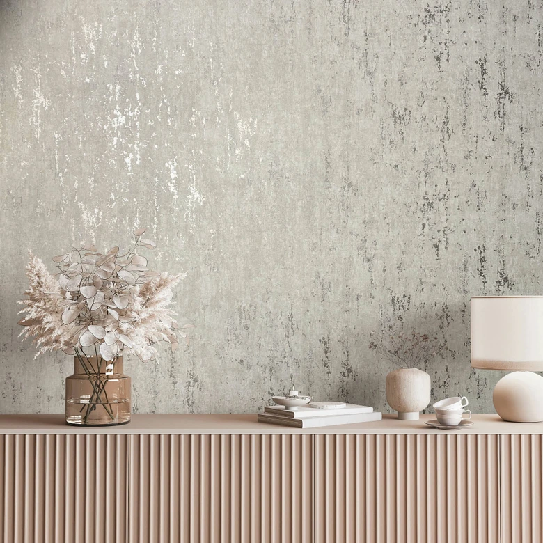 vliesbehang met glans grijs betonlook 