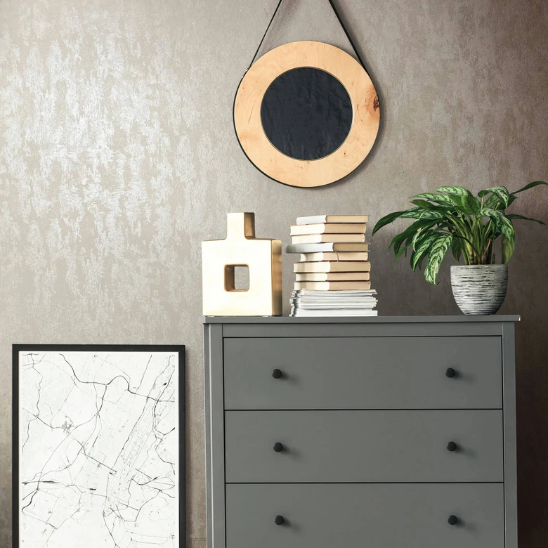 Vliestapete mit schimmerndem Glanz beige Uni 