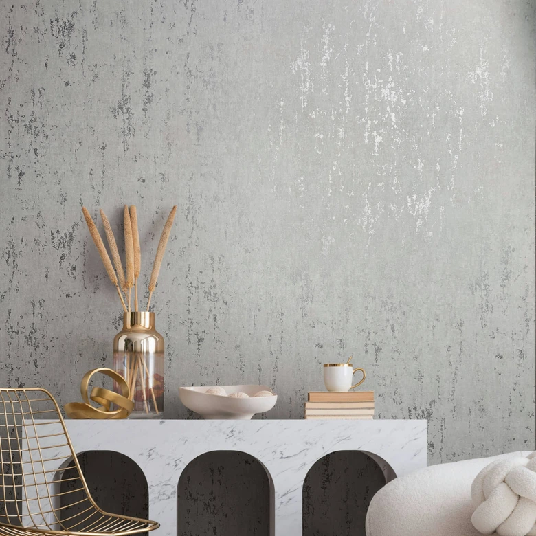 Non-woven tapet med skinnende grå betonlook 