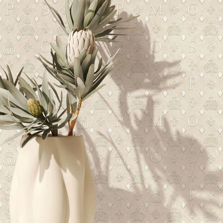 Ikke-vævet tapet kroner, romber grafisk designer mat i beige  
