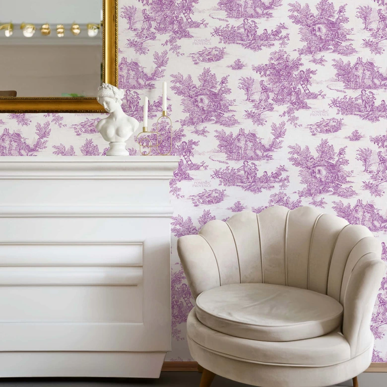 Non-woven wallpaper landscape, people graphic classic matt in gray  